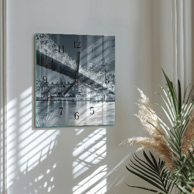Glass wall clock square Bridge