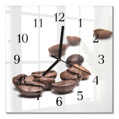 Glass clock square Coffee beans