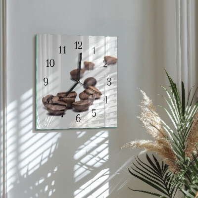 Glass clock square Coffee beans