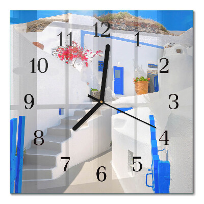 Glass clock square Santorini
