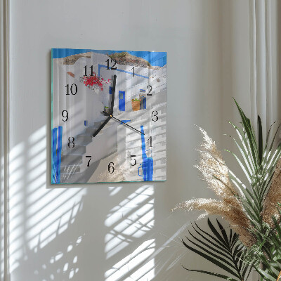 Glass clock square Santorini