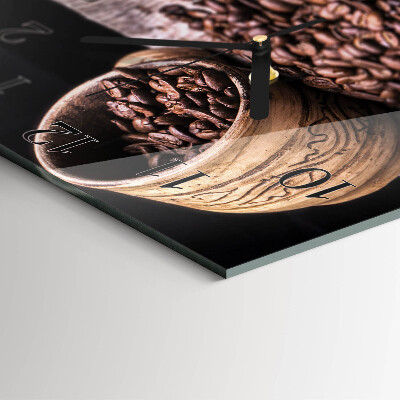 Glass wall clock square Coffee beans
