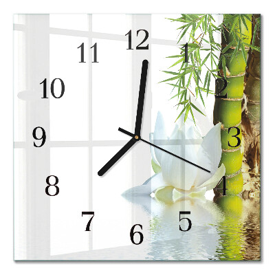 Glass wall clock square Bamboo
