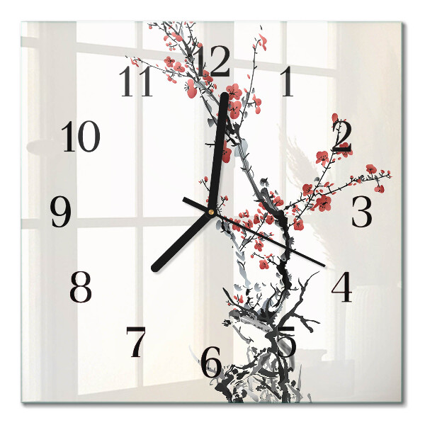 Square wall clock Flowers