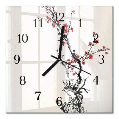 Square wall clock Flowers