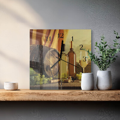 Square kitchen clock A barrel of wine
