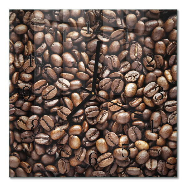 Glass clock square Coffee beans