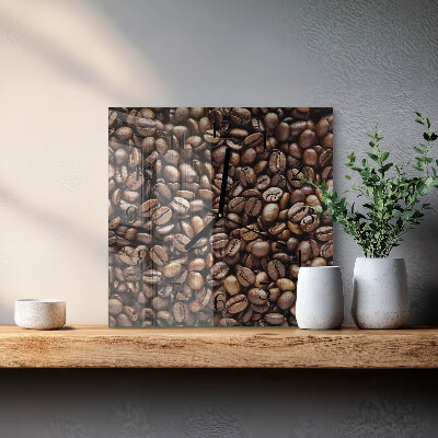 Glass clock square Coffee beans