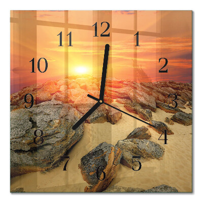 Square wall clock Sunset
