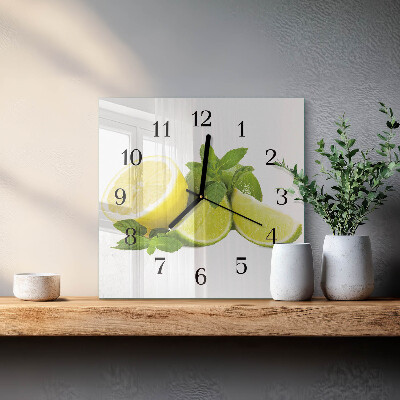 Glass wall clock square Lime mint