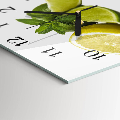 Glass wall clock square Lime mint