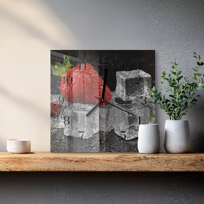 Square kitchen clock Strawberry ice cream