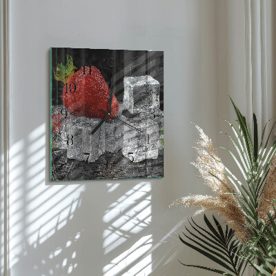 Square kitchen clock Strawberry ice cream