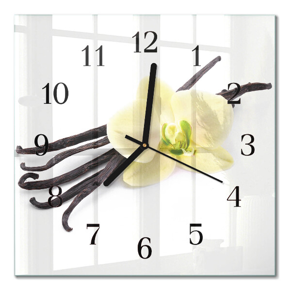Glass wall clock square Vanilla