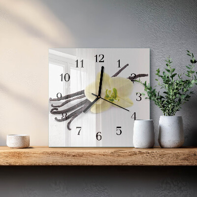 Glass wall clock square Vanilla
