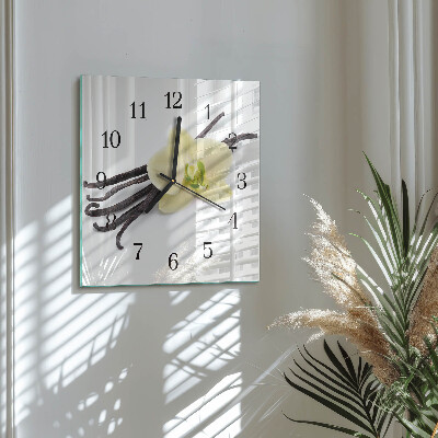 Glass wall clock square Vanilla