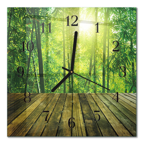 Glass wall clock square Bamboo