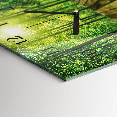 Glass wall clock square Bamboo