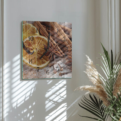 Square kitchen clock Cinnamon anise
