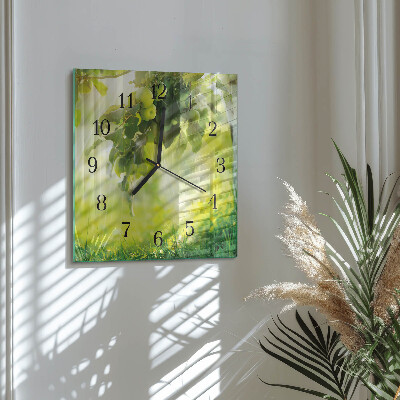 Glass wall clock square Apple tree