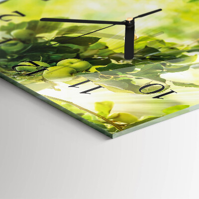 Glass wall clock square Apple tree