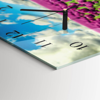 Glass clock square Tulips