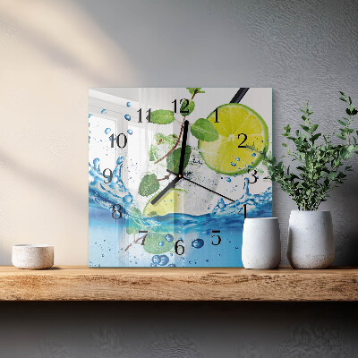 Square wall clock Lime and mint