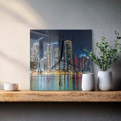 Square wall clock Night city