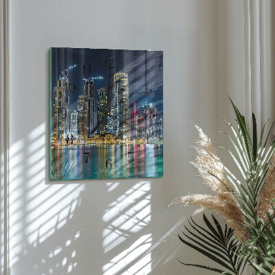 Square wall clock Night city