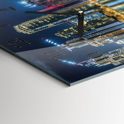 Square wall clock Night city