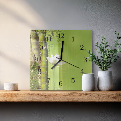 Glass wall clock square Bamboo