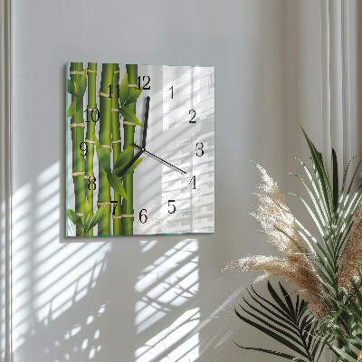 Glass wall clock square Bamboo