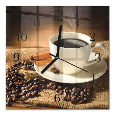 Glass clock square Coffee