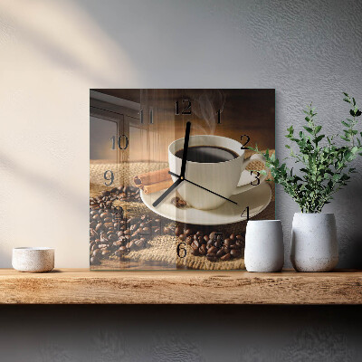 Glass clock square Coffee