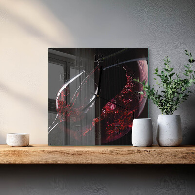 Glass clock square Wine