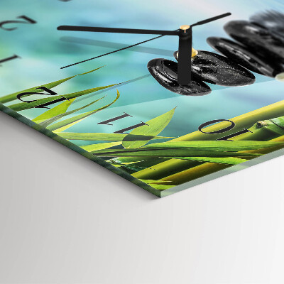 Glass wall clock square Stones