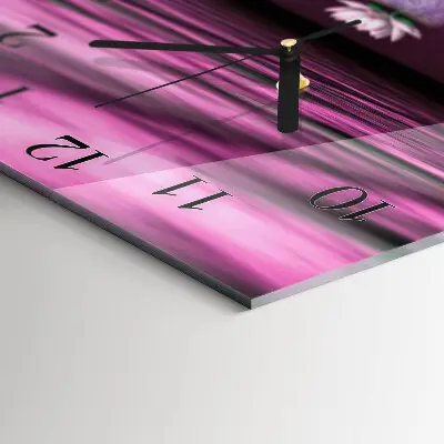 Glass clock square Water lilies