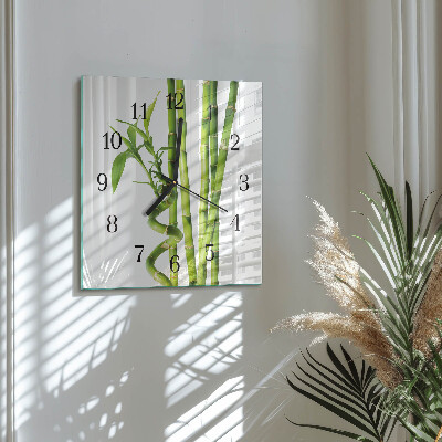 Glass wall clock square Bamboo