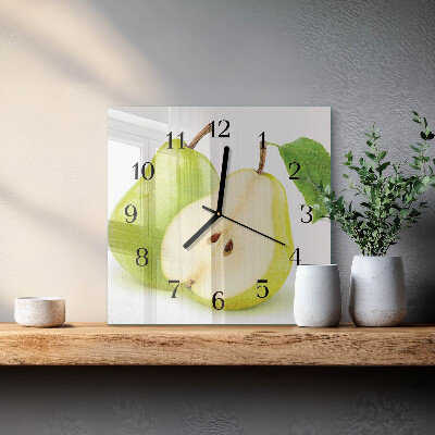 Glass wall clock square Pears