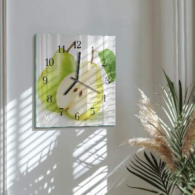 Glass wall clock square Pears