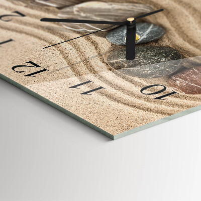 Glass clock square Stones and sand
