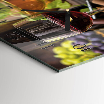 Square kitchen clock Glasses of wine