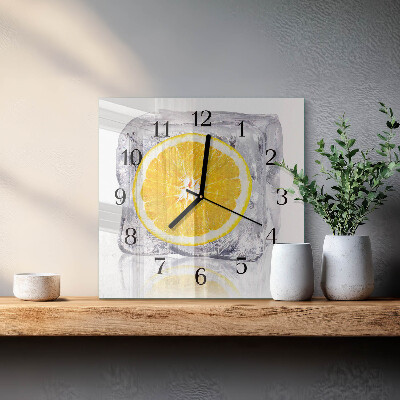 Glass clock square Orange ice cream