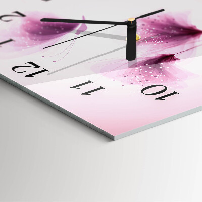 Glass clock square Flowers