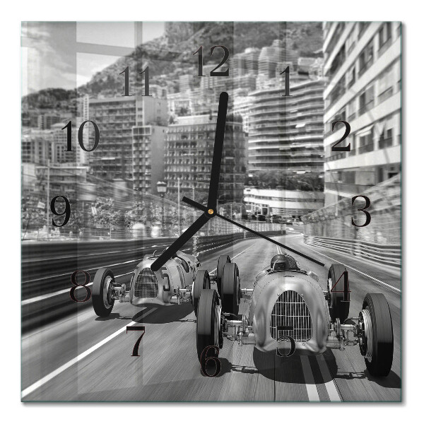 Square kitchen clock Race car