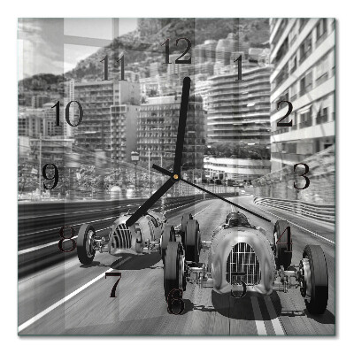 Square kitchen clock Race car