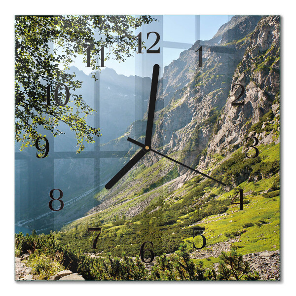 Glass clock square Mountains