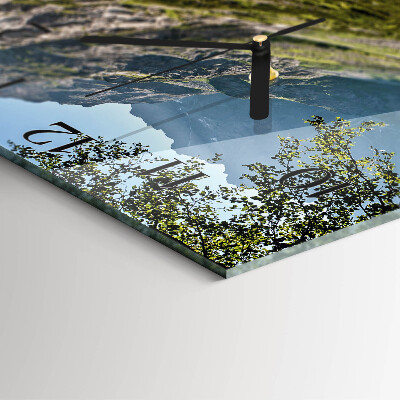 Glass clock square Mountains