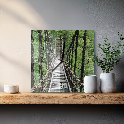 Glass wall clock square Suspension bridge