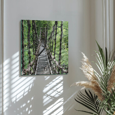 Glass wall clock square Suspension bridge